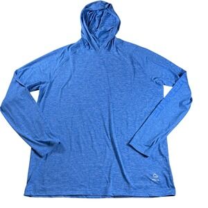 Wolverine Long Sleeve Hoodie Mens Large Blue Athletic Shirt Heathered Athleisure
